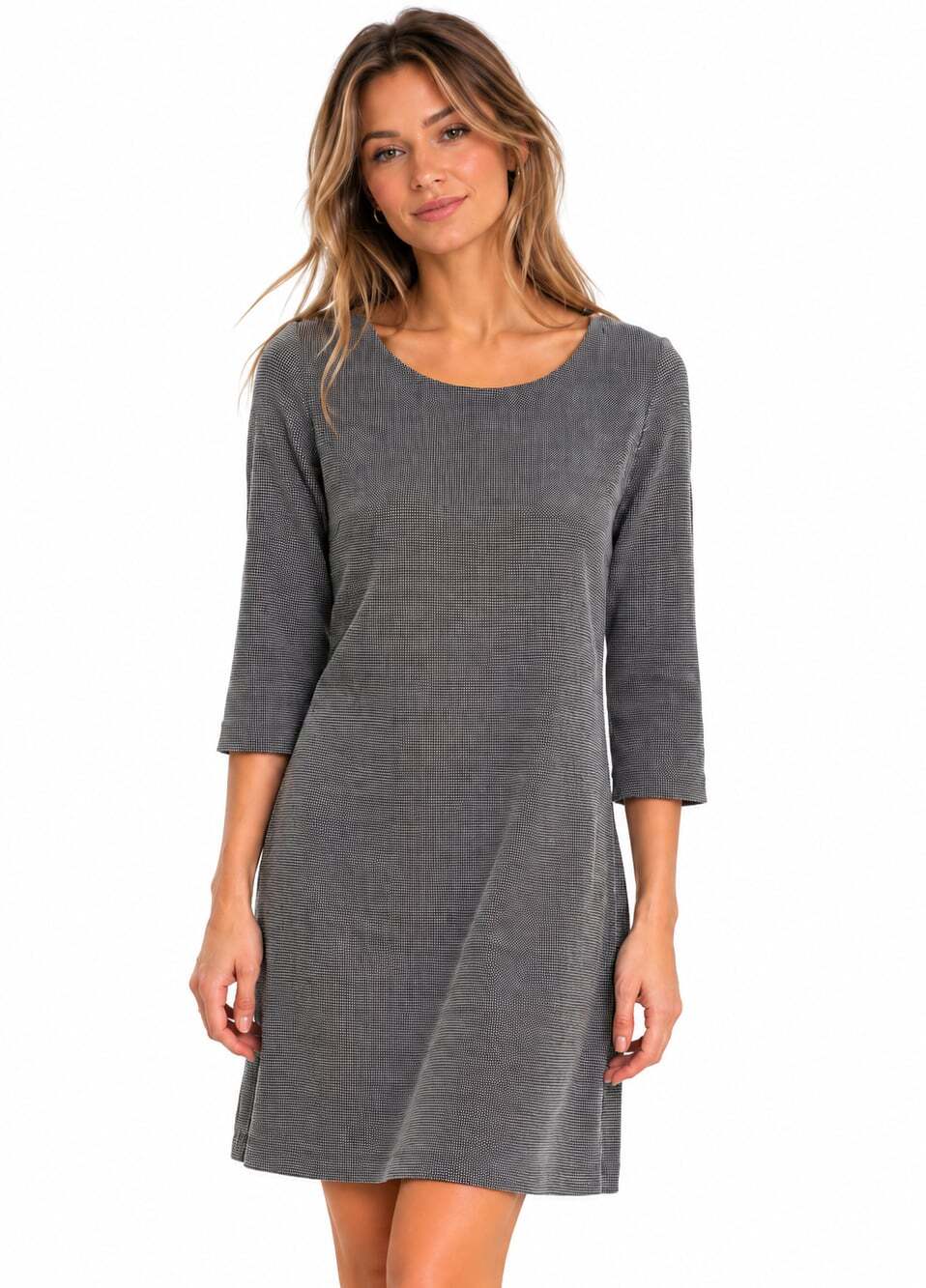 Theory Women's Tweed Cotton 3/4 Sleeve Round Neck Formal Dress (Size M)